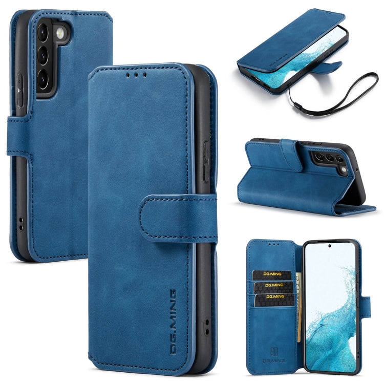 DG.MING Retro Oil Side Horizontal Flip Leather Case with Holder & Card Slots & Wallet, Compatible with Samsung Galaxy S22