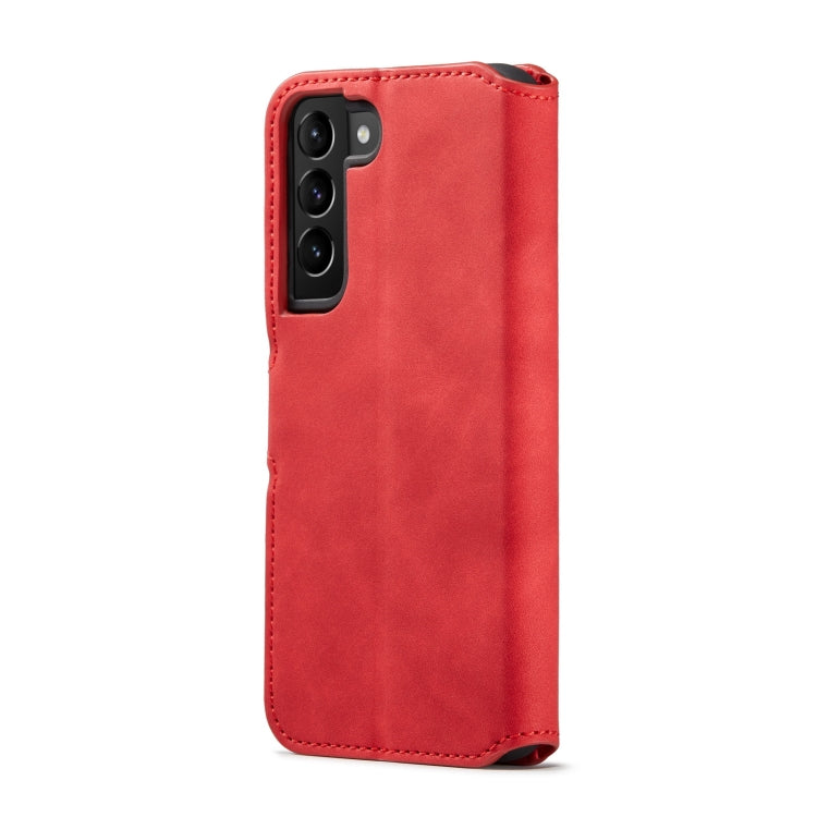 DG.MING Retro Oil Side Horizontal Flip Leather Case with Holder & Card Slots & Wallet, Compatible with Samsung Galaxy S22