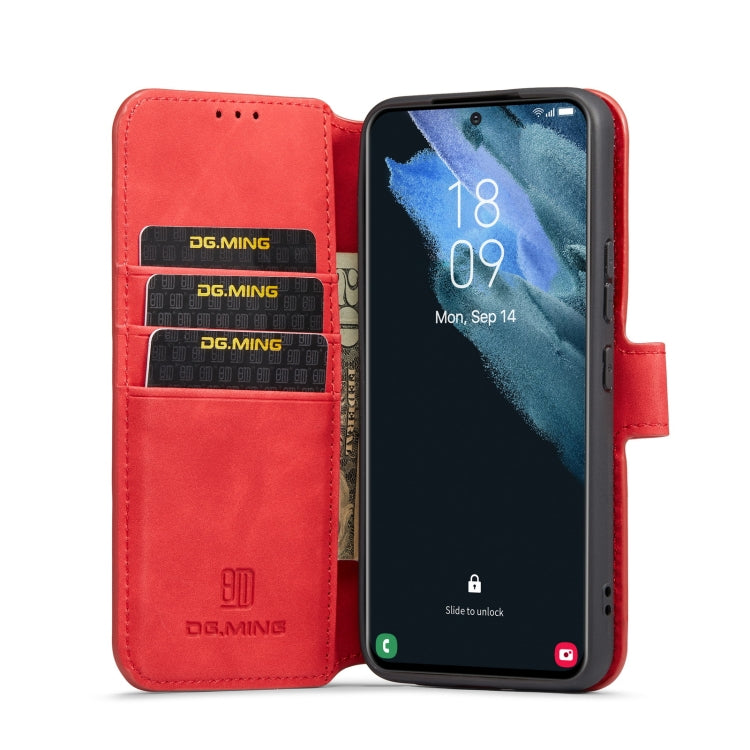 DG.MING Retro Oil Side Horizontal Flip Leather Case with Holder & Card Slots & Wallet, Compatible with Samsung Galaxy S22