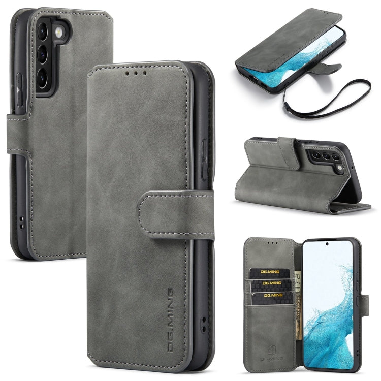 DG.MING Retro Oil Side Horizontal Flip Leather Case with Holder & Card Slots & Wallet, Compatible with Samsung Galaxy S22