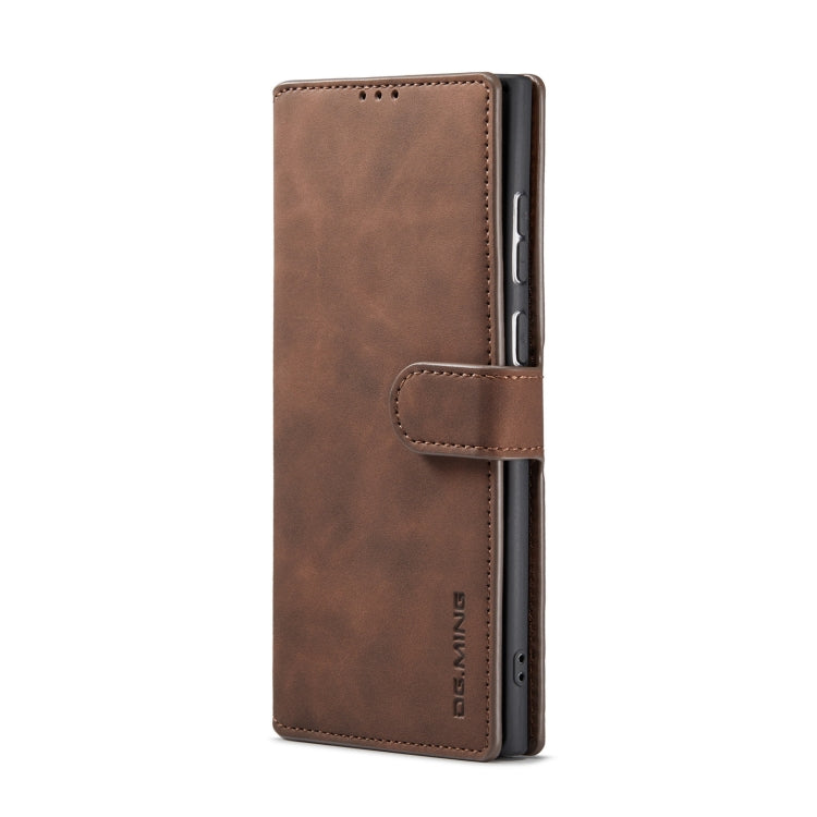 DG.MING Retro Oil Side Horizontal Flip Leather Case with Holder & Card Slots & Wallet, Compatible with Samsung Galaxy S22 Ultra