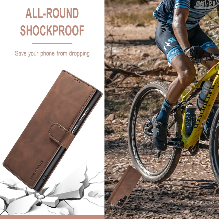 DG.MING Retro Oil Side Horizontal Flip Leather Case with Holder & Card Slots & Wallet, Compatible with Samsung Galaxy S22 Ultra
