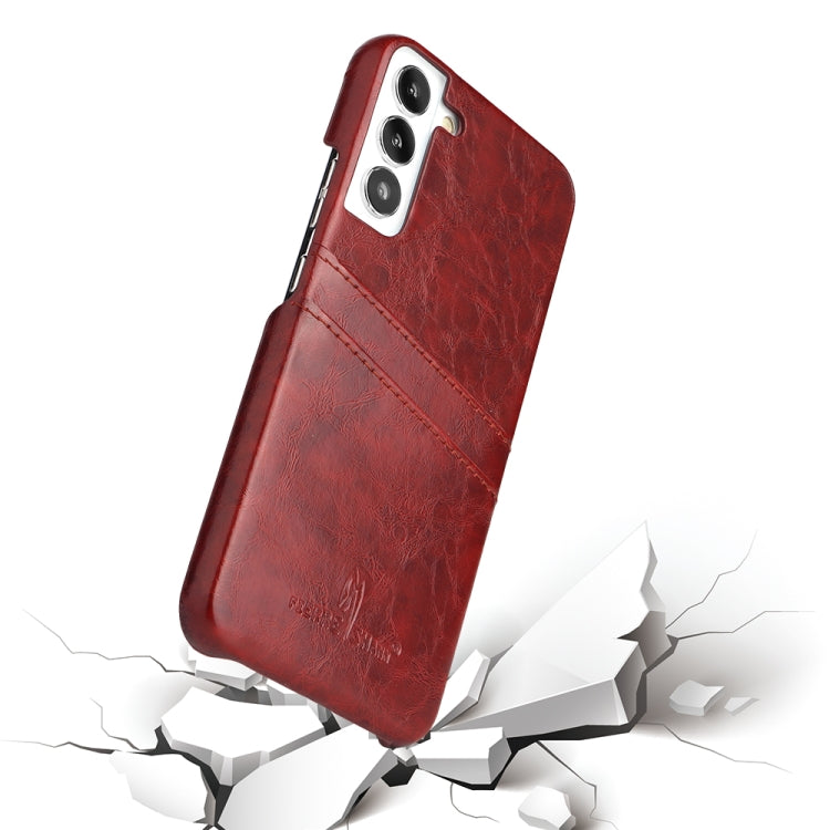 Fierre Shann Retro Oil Wax Texture PU Leather Phone Case with Card Slots