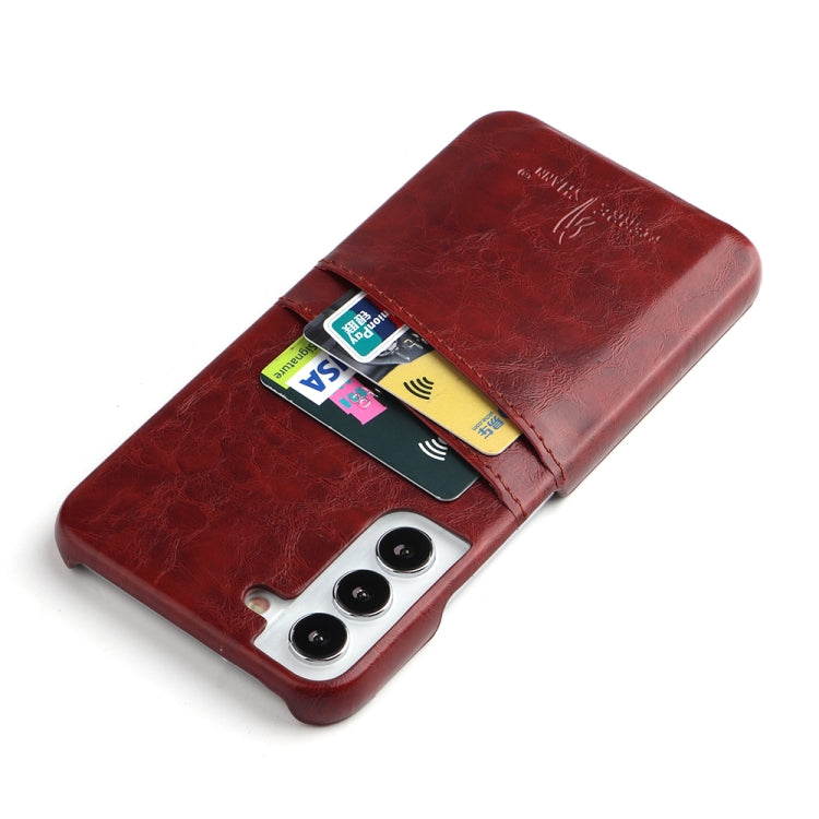 Fierre Shann Retro Oil Wax Texture PU Leather Phone Case with Card Slots