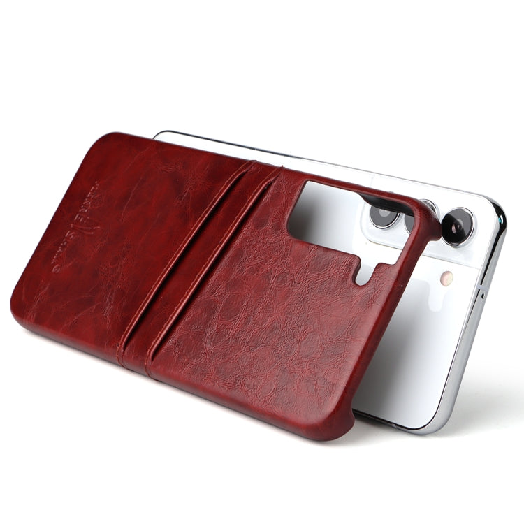 Fierre Shann Retro Oil Wax Texture PU Leather Phone Case with Card Slots