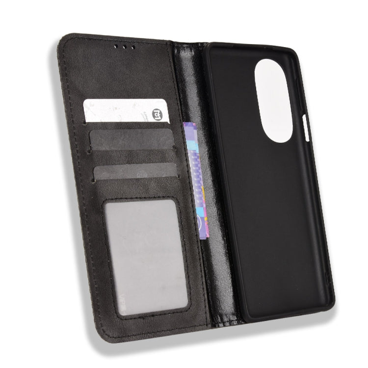 Magnetic Buckle Retro Crazy Horse Leather Phone Case, Compatible with Motorola Moto Edge 30 Pro/Edge+ 2022/Edge X30