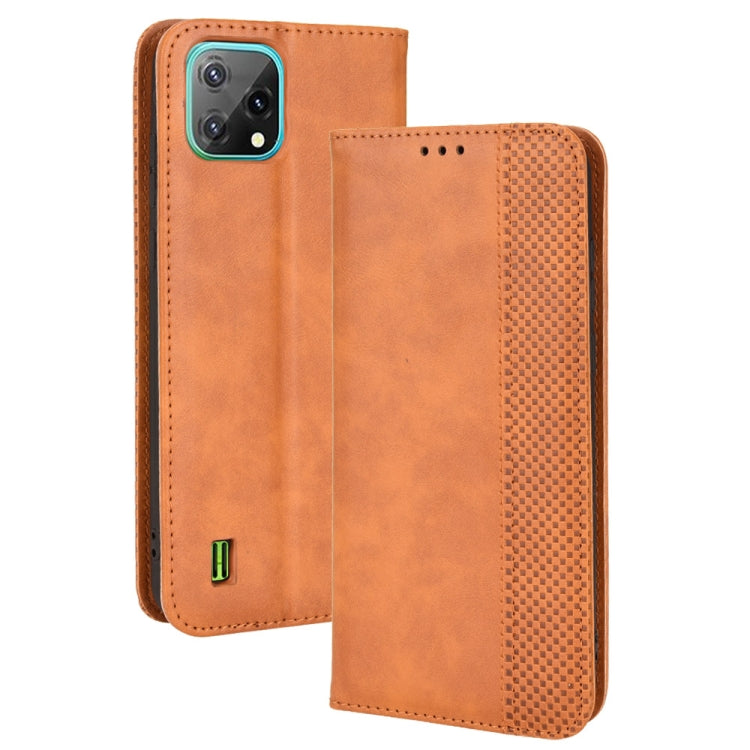 Magnetic Buckle Retro Crazy Horse Leather Phone Case, Compatible with Blackview A55