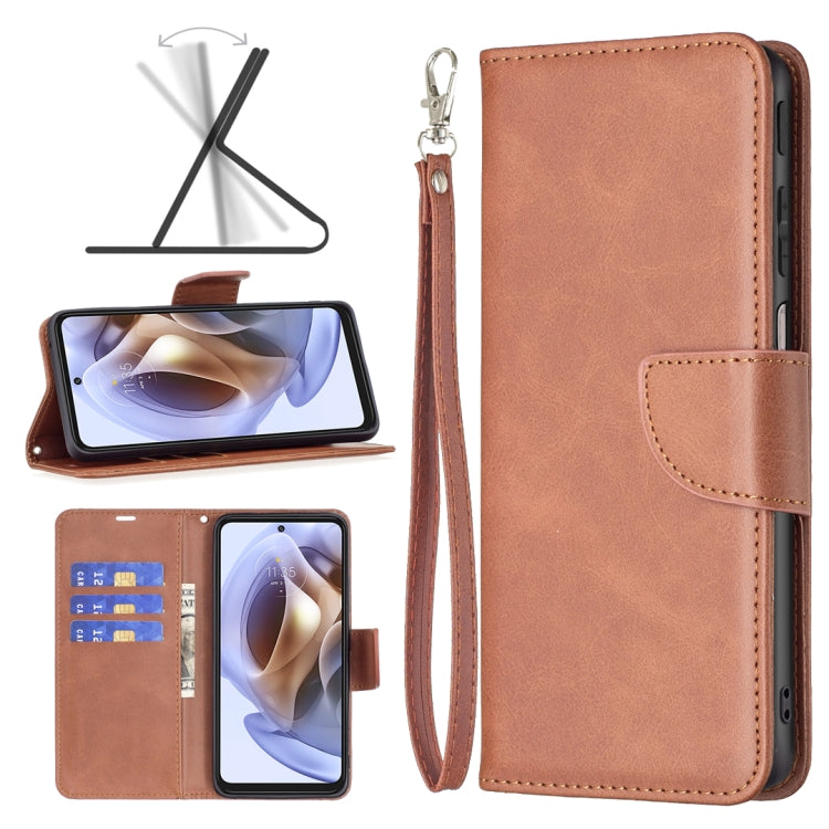 Retro Lambskin Texture Leather Phone Case, Compatible with Motorola Moto G31 / G41 Side Fingerprint