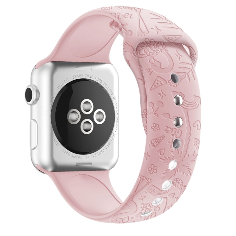 Flamingo Embossing Silicone Watchband Compatible with Apple Watch Series, 7 45mm / 6&SE&5&4 44mm / 3&2&1 42mm