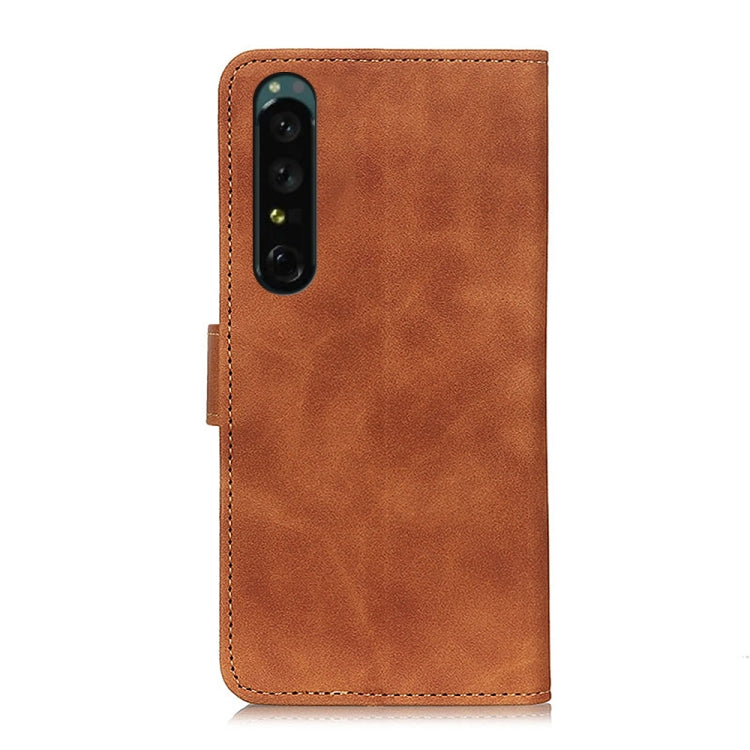 KHAZNEH Retro Texture Horizontal Flip Leather Phone Case, Compatible with Sony Xperia I IV