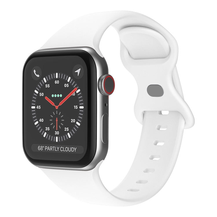 Butterfly Buckle Silicone Watchband, Size: S Compatible with Apple Watch Series, 7 41mm / 6&SE&5&4 40mm / 3&2&1 38mm
