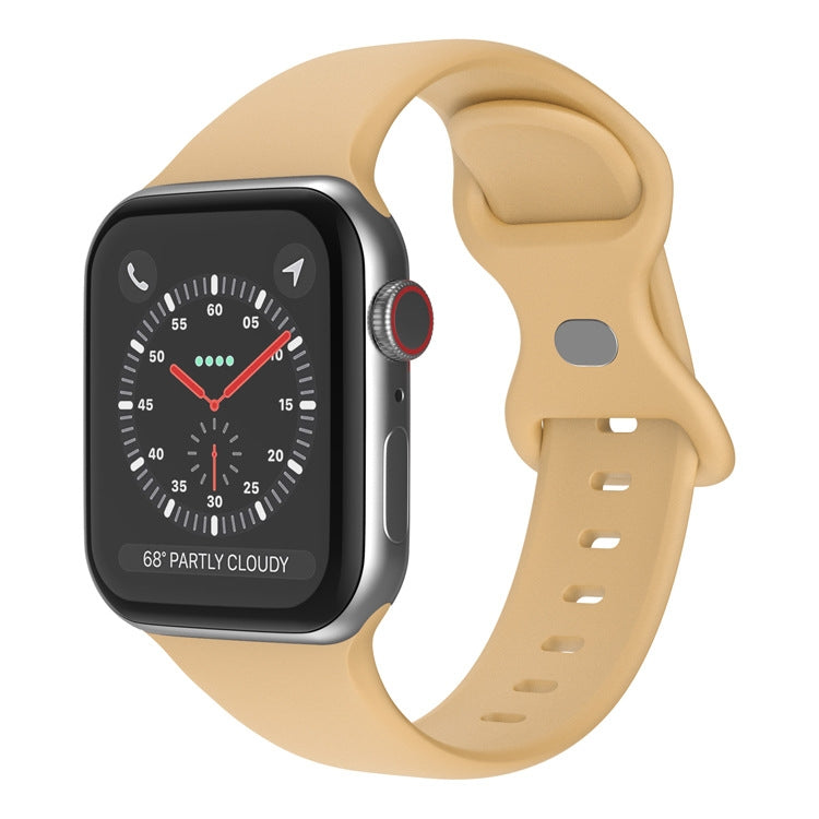 Butterfly Buckle Silicone Watchband, Size: S Compatible with Apple Watch Series, 7 41mm / 6&SE&5&4 40mm / 3&2&1 38mm