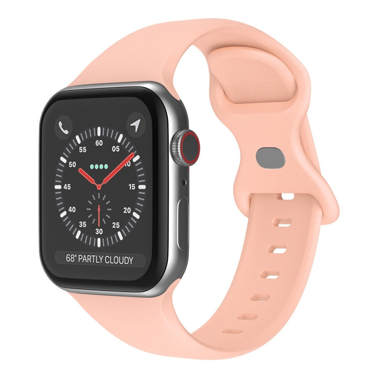 Butterfly Buckle Silicone Watchband, Size: S Compatible with Apple Watch Series, 7 41mm / 6&SE&5&4 40mm / 3&2&1 38mm