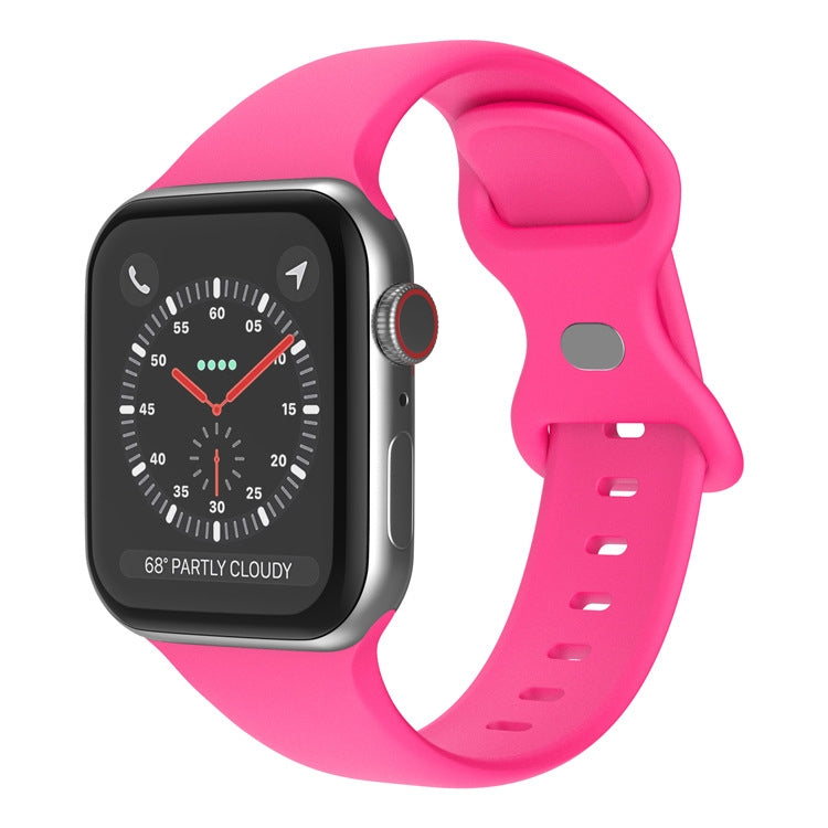 Butterfly Buckle Silicone Watchband, Size: S Compatible with Apple Watch Series, 7 41mm / 6&SE&5&4 40mm / 3&2&1 38mm