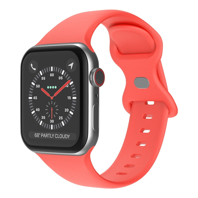 Butterfly Buckle Silicone Watchband, Size: S Compatible with Apple Watch Series, 7 41mm / 6&SE&5&4 40mm / 3&2&1 38mm