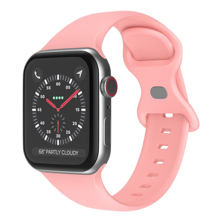 Butterfly Buckle Silicone Watchband, Size: S Compatible with Apple Watch Series, 7 41mm / 6&SE&5&4 40mm / 3&2&1 38mm