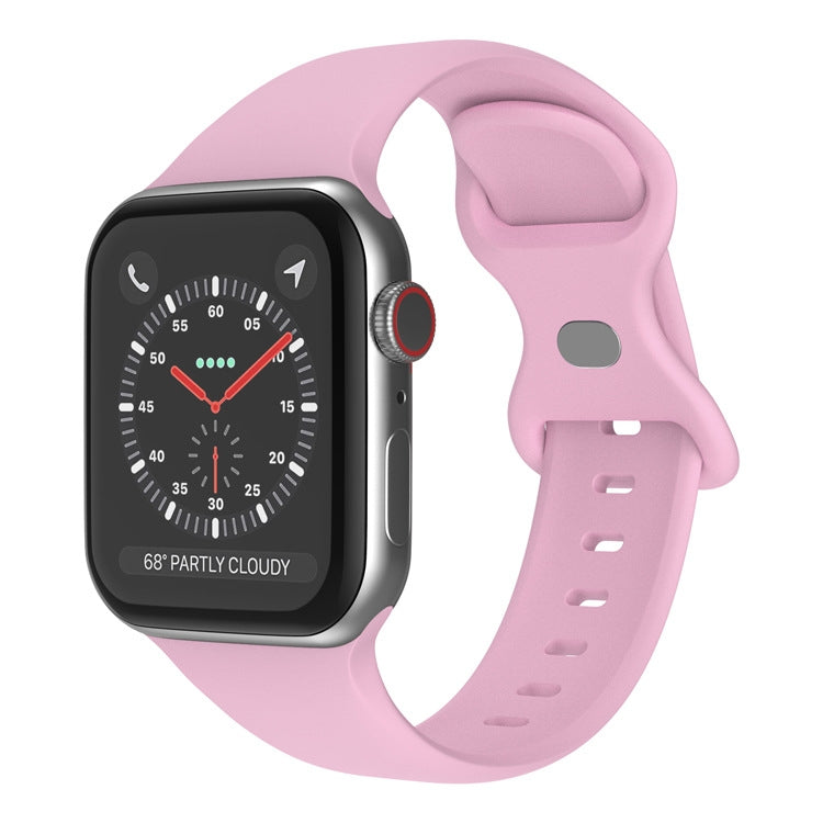 Butterfly Buckle Silicone Watchband, Size: S Compatible with Apple Watch Series, 7 41mm / 6&SE&5&4 40mm / 3&2&1 38mm