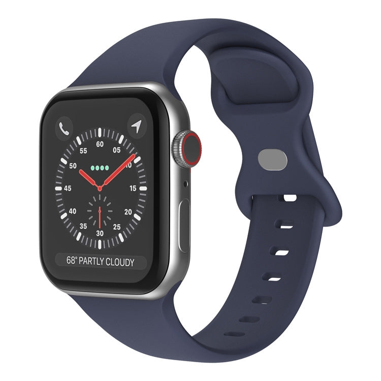 Butterfly Buckle Silicone Watchband, Size: S Compatible with Apple Watch Series, 7 41mm / 6&SE&5&4 40mm / 3&2&1 38mm