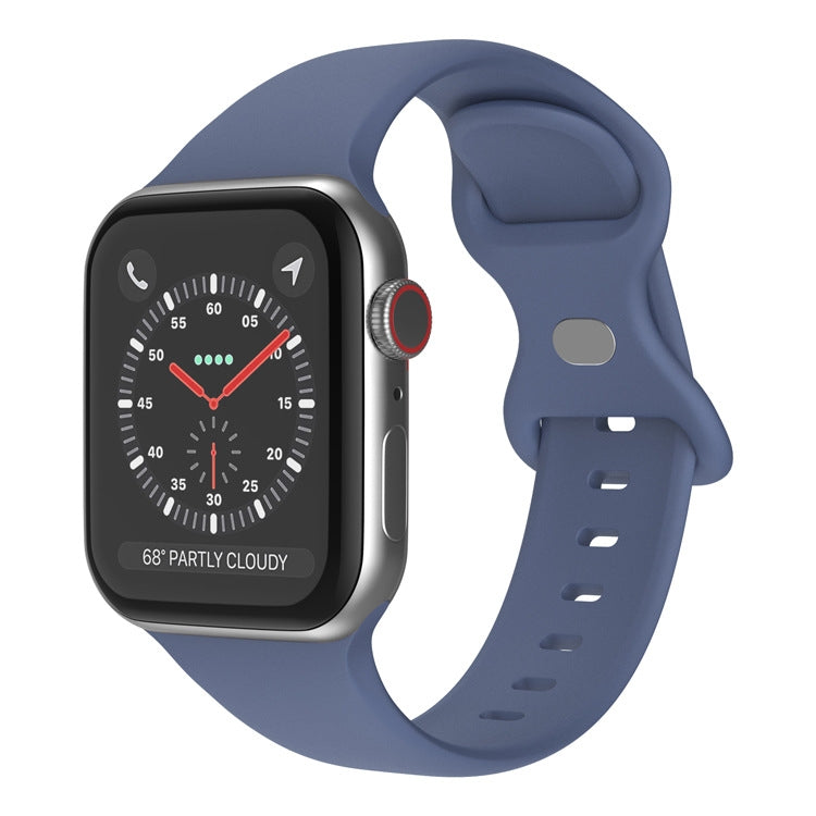 Butterfly Buckle Silicone Watchband, Size: S Compatible with Apple Watch Series, 7 41mm / 6&SE&5&4 40mm / 3&2&1 38mm