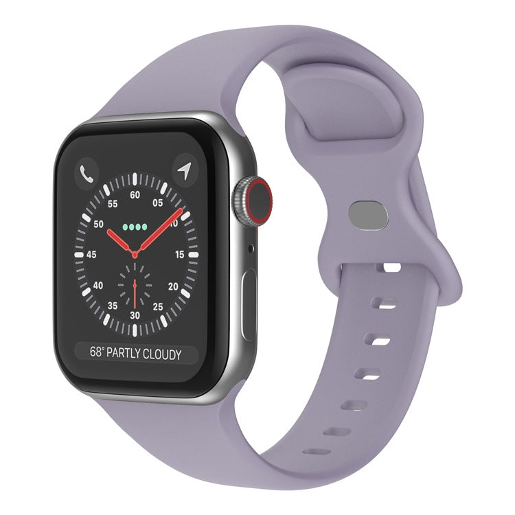 Butterfly Buckle Silicone Watchband, Size: S Compatible with Apple Watch Series, 7 41mm / 6&SE&5&4 40mm / 3&2&1 38mm