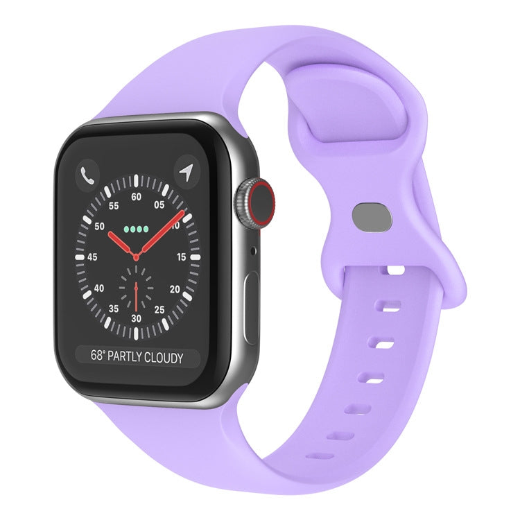 Butterfly Buckle Silicone Watchband, Size: S Compatible with Apple Watch Series, 7 41mm / 6&SE&5&4 40mm / 3&2&1 38mm