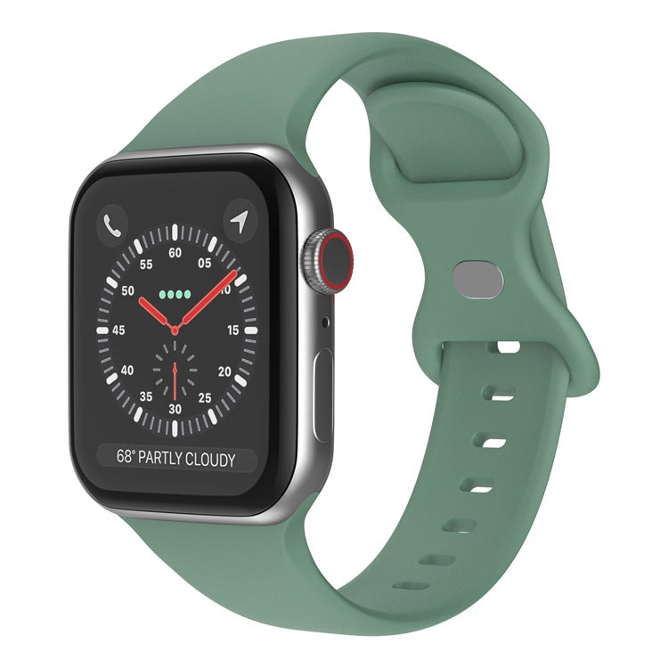 Butterfly Buckle Silicone Watchband, Size: S Compatible with Apple Watch Series, 7 41mm / 6&SE&5&4 40mm / 3&2&1 38mm