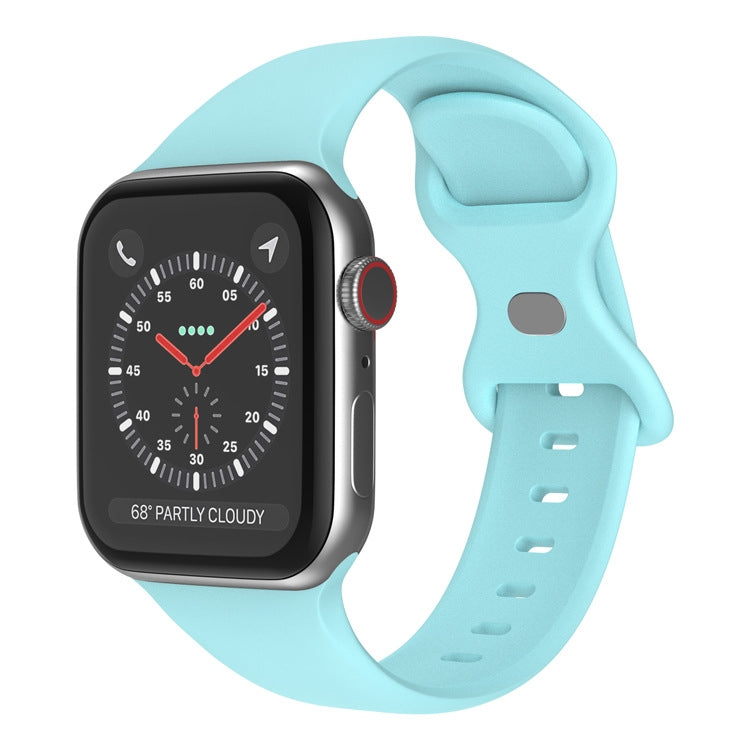 Butterfly Buckle Silicone Watchband, Size: S Compatible with Apple Watch Series, 7 41mm / 6&SE&5&4 40mm / 3&2&1 38mm