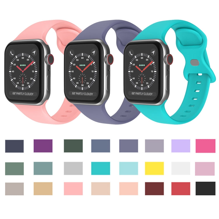 Butterfly Buckle Silicone Watchband, Size: S Compatible with Apple Watch Series, 7 41mm / 6&SE&5&4 40mm / 3&2&1 38mm