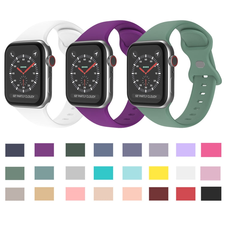 Butterfly Buckle Silicone Watchband, Size: S Compatible with Apple Watch Series, 7 45mm / 6&SE&5&4 44mm / 3&2&1 42mm