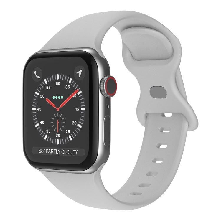 Butterfly Buckle Silicone Watchband, Size: L Compatible with Apple Watch Series, 7 41mm / 6&SE&5&4 40mm / 3&2&1 38mm
