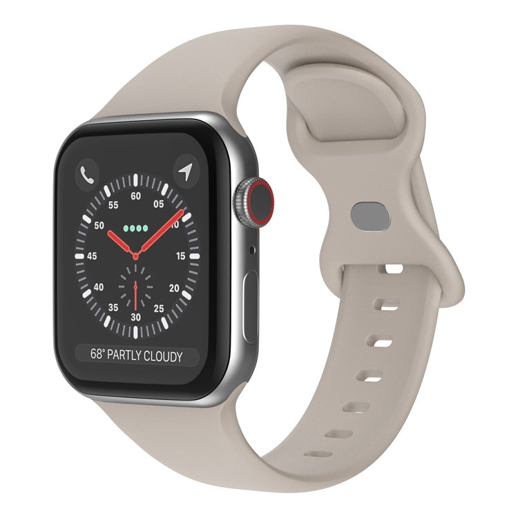 Butterfly Buckle Silicone Watchband, Size: L Compatible with Apple Watch Series, 7 41mm / 6&SE&5&4 40mm / 3&2&1 38mm