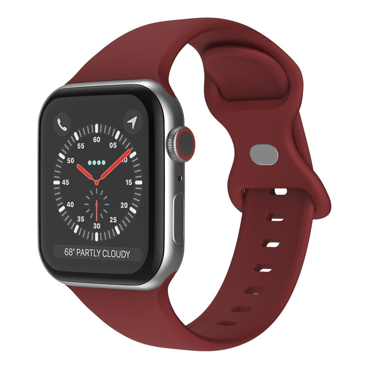 Butterfly Buckle Silicone Watchband, Size: L Compatible with Apple Watch Series, 7 41mm / 6&SE&5&4 40mm / 3&2&1 38mm