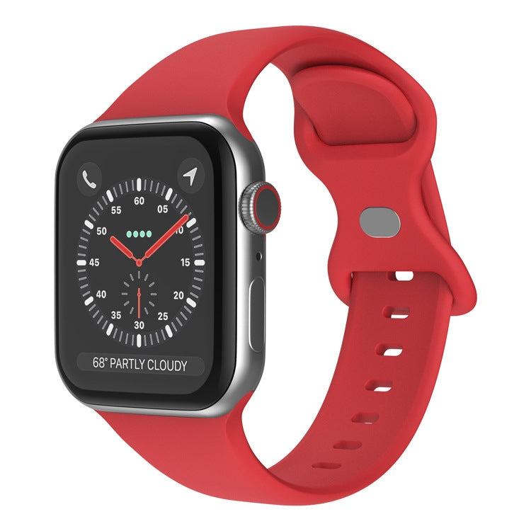 Butterfly Buckle Silicone Watchband, Size: L Compatible with Apple Watch Series, 7 41mm / 6&SE&5&4 40mm / 3&2&1 38mm