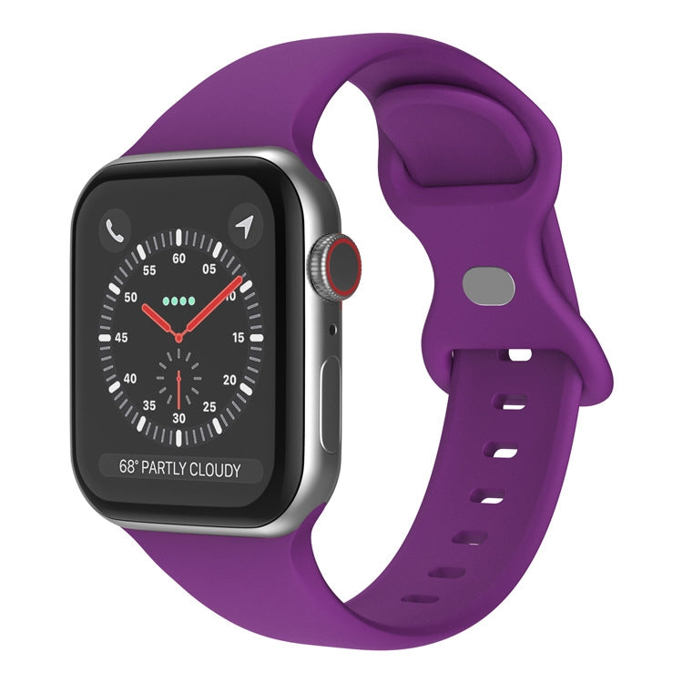 Butterfly Buckle Silicone Watchband, Size: L Compatible with Apple Watch Series, 7 41mm / 6&SE&5&4 40mm / 3&2&1 38mm