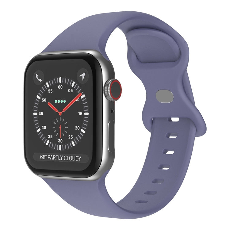 Butterfly Buckle Silicone Watchband, Size: L Compatible with Apple Watch Series, 7 41mm / 6&SE&5&4 40mm / 3&2&1 38mm