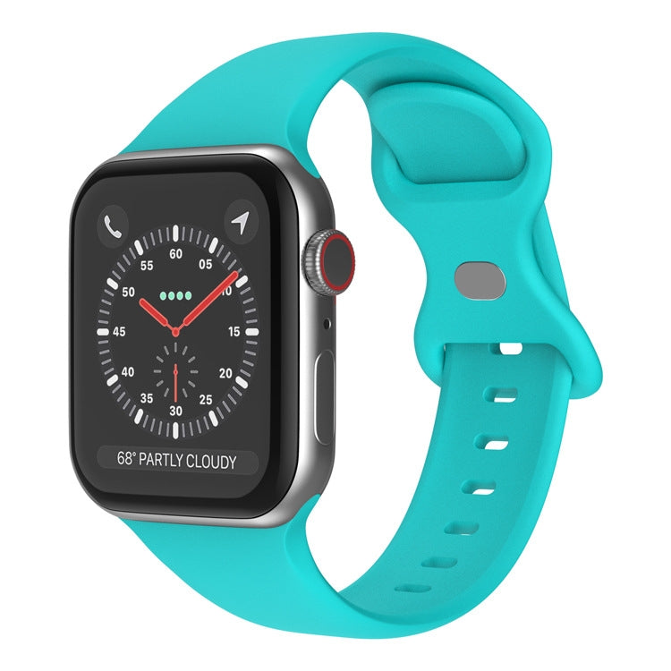Butterfly Buckle Silicone Watchband, Size: L Compatible with Apple Watch Series, 7 41mm / 6&SE&5&4 40mm / 3&2&1 38mm