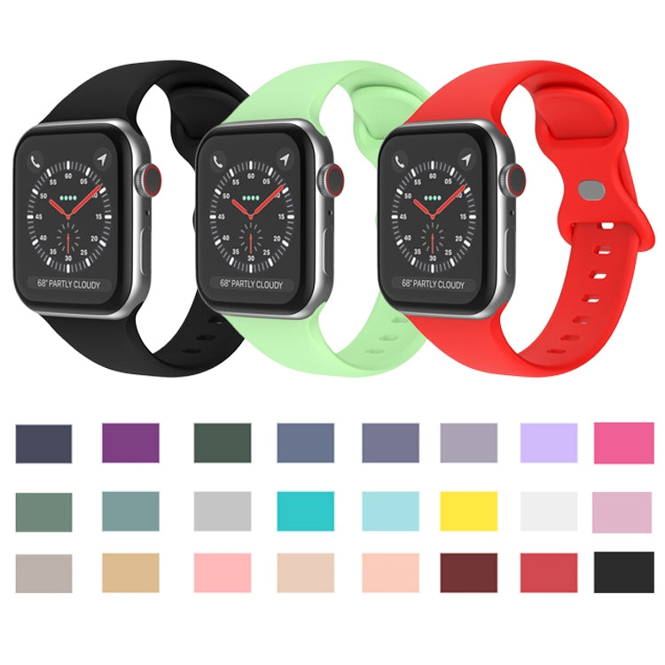 Butterfly Buckle Silicone Watchband, Size: L Compatible with Apple Watch Series, 7 45mm / 6&SE&5&4 44mm / 3&2&1 42mm
