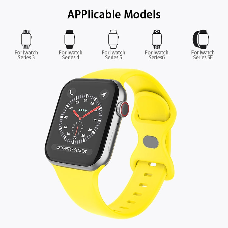 Butterfly Buckle Silicone Watchband, Size: L Compatible with Apple Watch Series, 7 45mm / 6&SE&5&4 44mm / 3&2&1 42mm