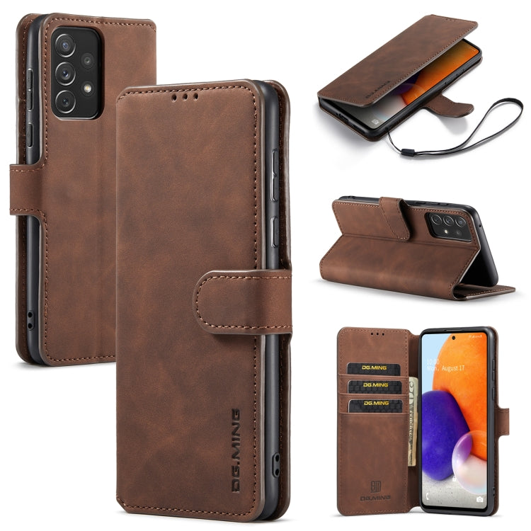 DG.MING Retro Oil Edge Flip Leather Phone Case, Compatible with Samsung Galaxy A73 5G