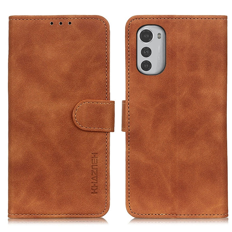 KHAZNEH Retro Texture Horizontal Flip Leather Phone Case, Compatible with Motorola Moto E32 4G