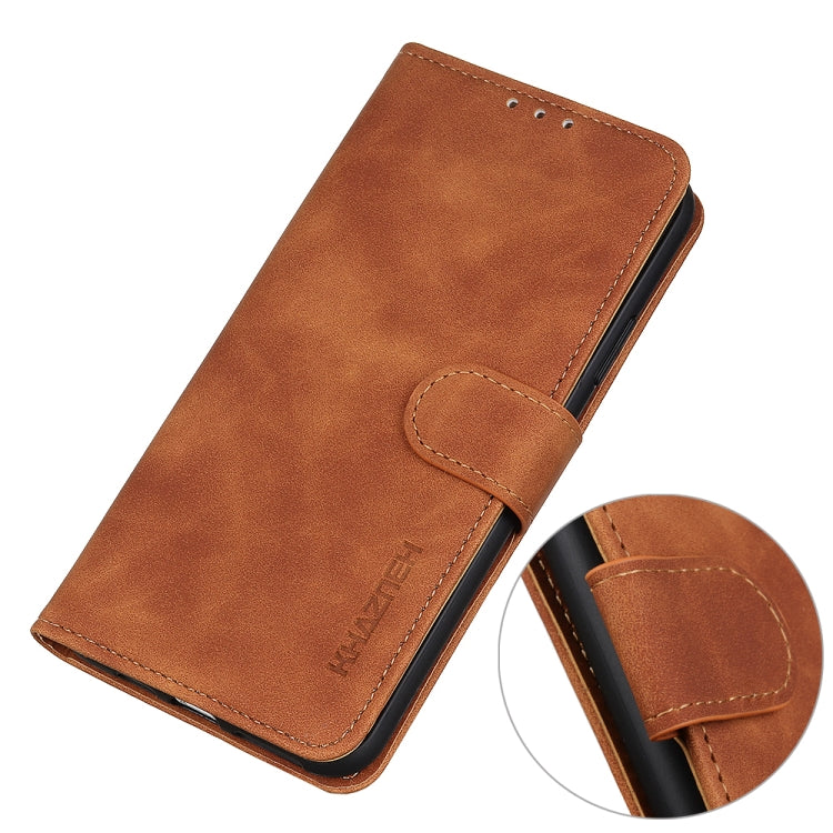 KHAZNEH Retro Texture Horizontal Flip Leather Phone Case, Compatible with Motorola Moto E32 4G