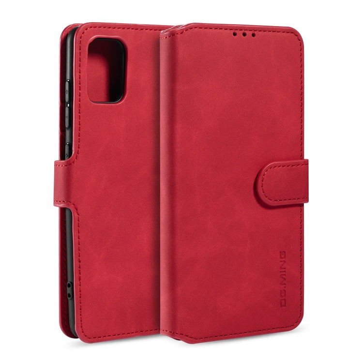 DG.MING Retro Oil Side Horizontal Flip Case with Holder & Card Slots & Wallet, Compatible with Galaxy A71