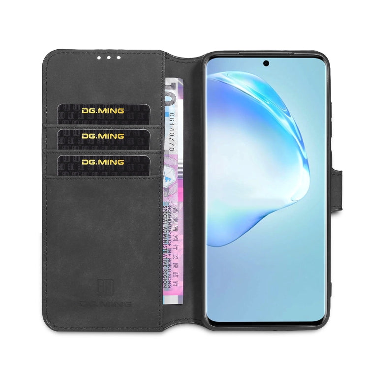DG.MING Retro Oil Side Horizontal Flip Case with Holder & Card Slots & Wallet, Compatible with Galaxy S20