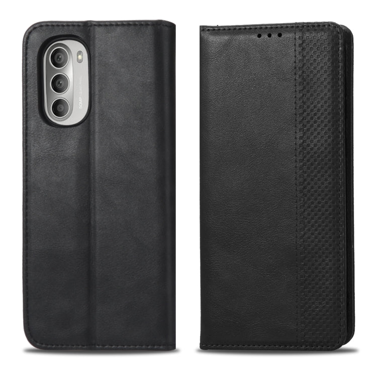 Magnetic Buckle Retro Crazy Horse Leather Phone Case, Compatible with Motorola Moto G52j 5G