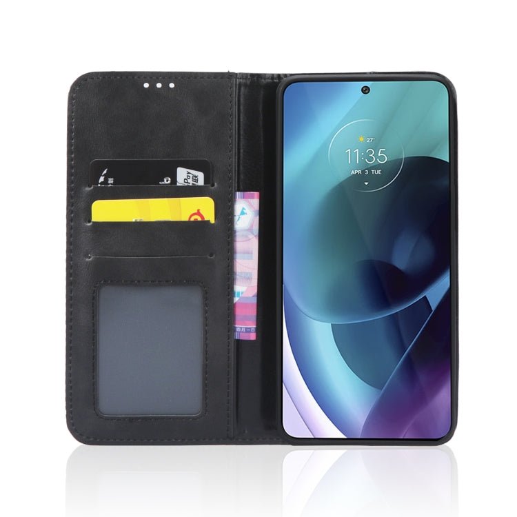 Magnetic Buckle Retro Crazy Horse Leather Phone Case, Compatible with Motorola Moto G52j 5G