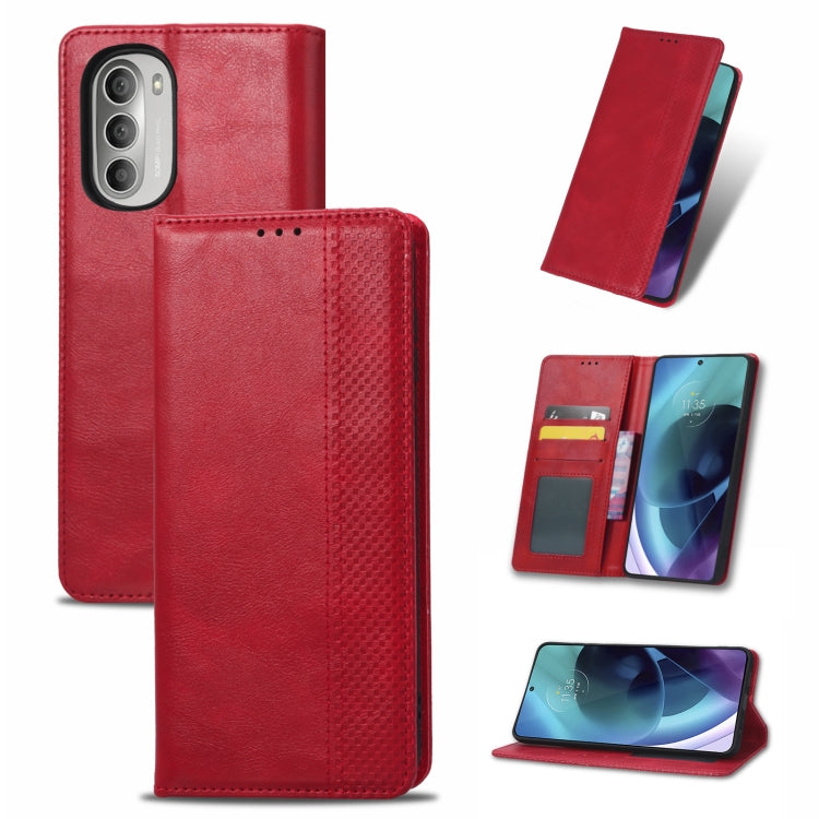 Magnetic Buckle Retro Crazy Horse Leather Phone Case, Compatible with Motorola Moto G52j 5G
