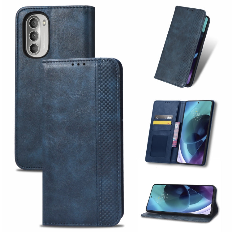 Magnetic Buckle Retro Crazy Horse Leather Phone Case, Compatible with Motorola Moto G52j 5G