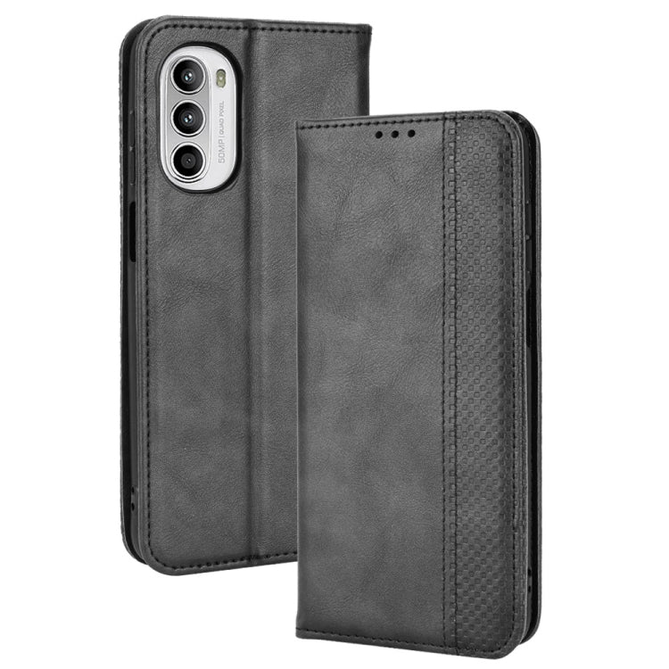Magnetic Buckle Retro Crazy Horse Leather Phone Case, Compatible with Motorola Moto G71s/G82 5G/G52 4G