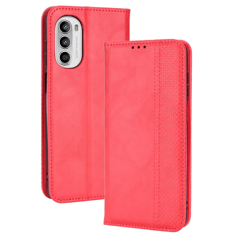 Magnetic Buckle Retro Crazy Horse Leather Phone Case, Compatible with Motorola Moto G71s/G82 5G/G52 4G