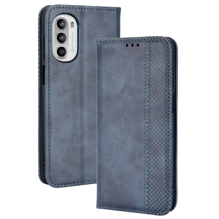 Magnetic Buckle Retro Crazy Horse Leather Phone Case, Compatible with Motorola Moto G71s/G82 5G/G52 4G